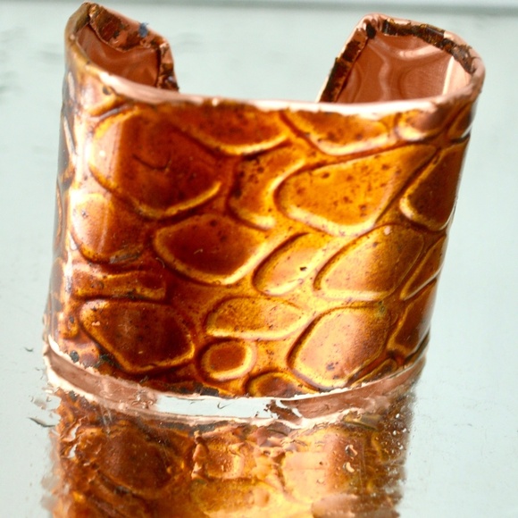 Cobblestone Copper Cuff Bracelet Boho Gift Gladiator Spartan Statement Jewelry H - Picture 2 of 6